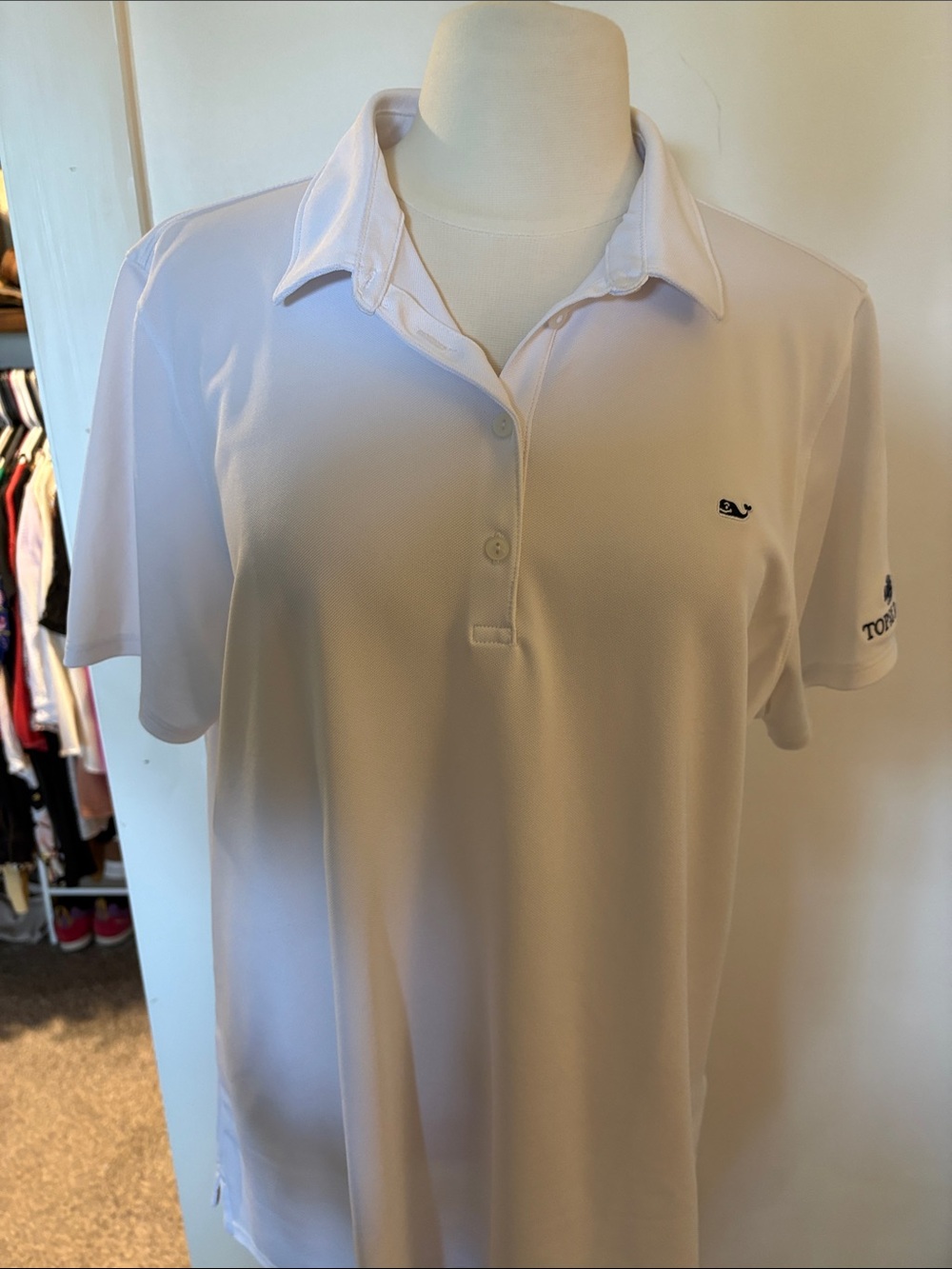 Vineyard Vines White Short-Sleeve Polo with Whale Logo